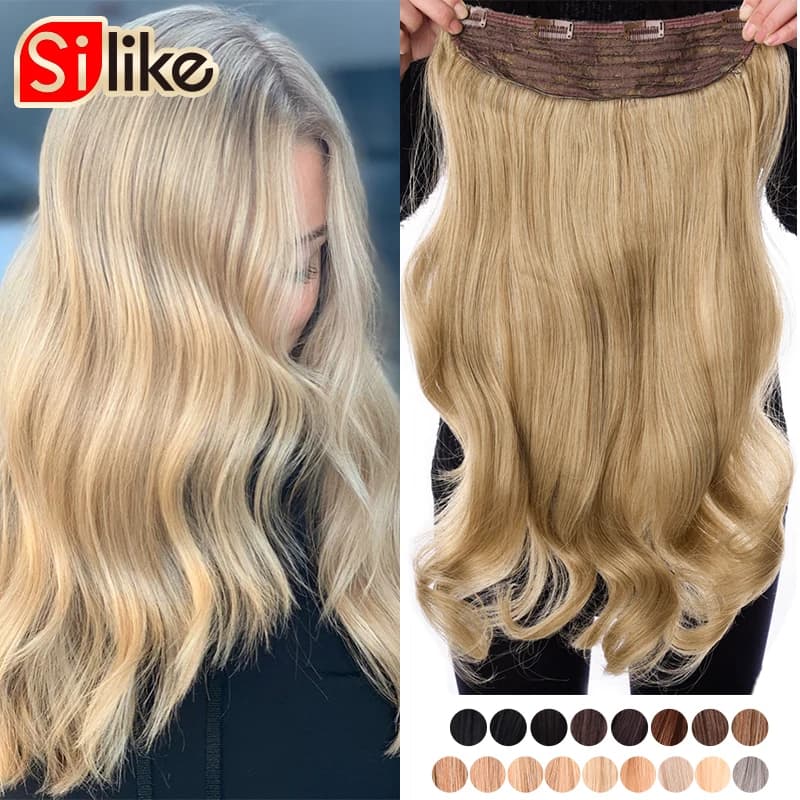 Silike Clip ondulata sintetica da 24 pollici nelle clip di estensione dei capelli Estensione dei capelli Fibra resistente al calore 4 clip un pezzo 17 colori