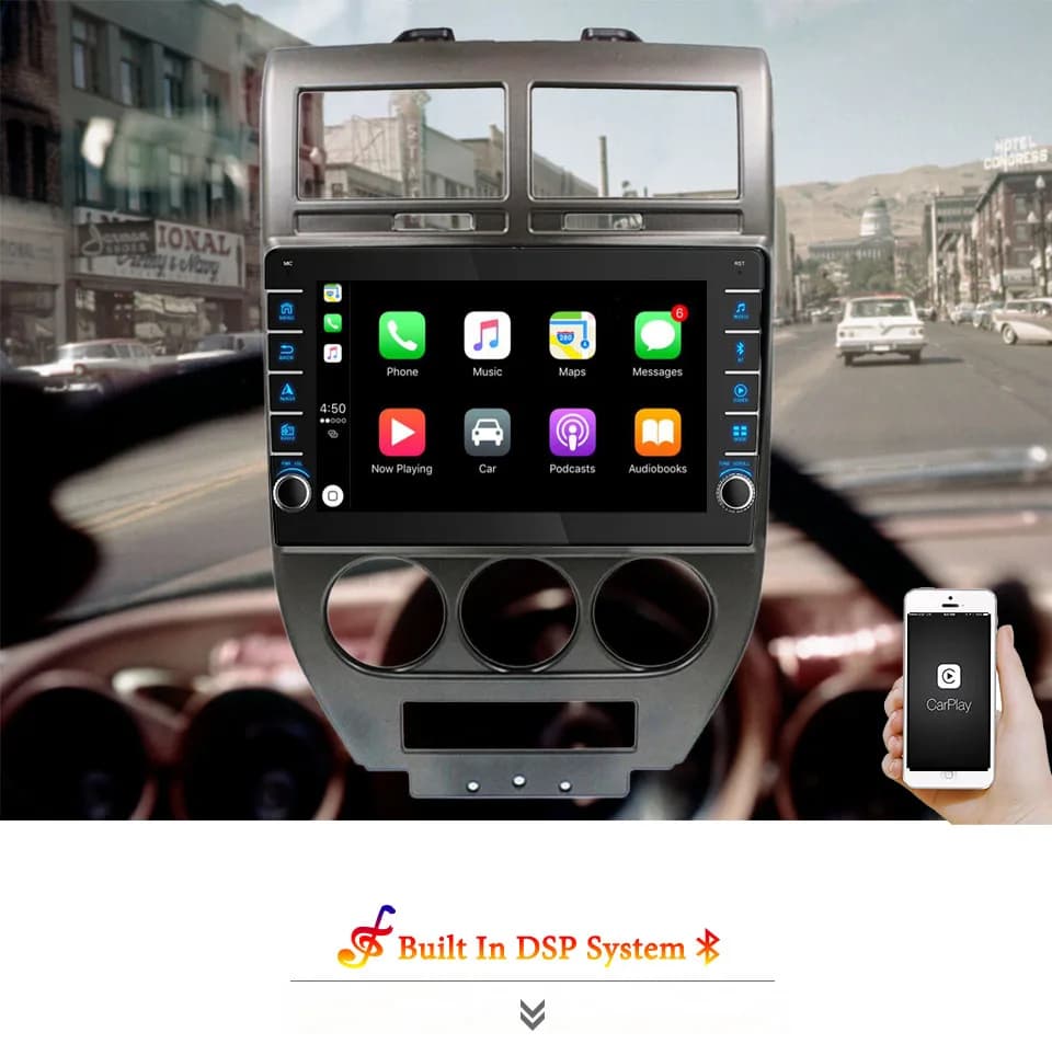 Autoradio Android 14 2 Din con Lettore Multimediale per Jeep Compass 2006-2010, DVD, GPS, Navigazione, RDS