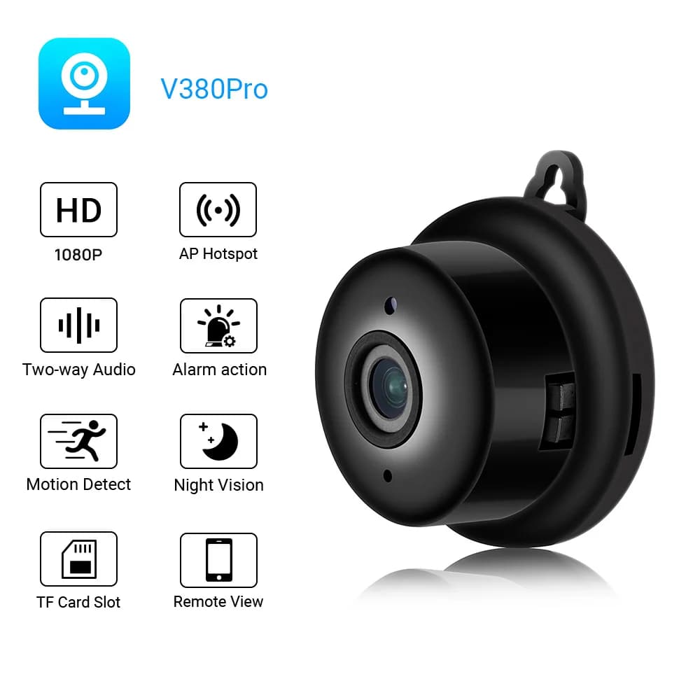 Mini telecamera IP Wifi HD 1080P telecamera interna wireless visione notturna audio bidirezionale rilevamento del movimento baby monitor V380