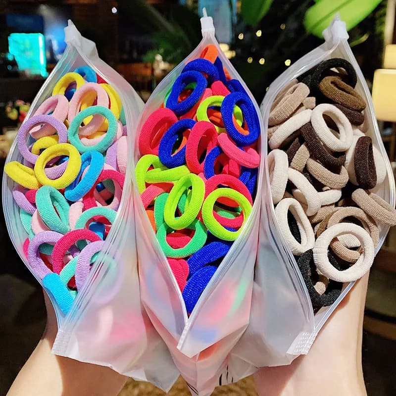 50pcs/Set Girls Colorful Nylon Small Elastic Hair Bands Children Ponytail Holder Scrunchie Headband Kids Hair Accessories