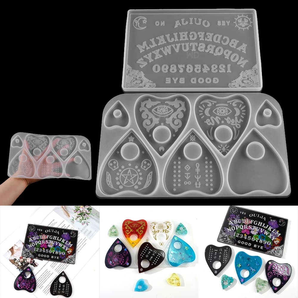 Tavola Ouija Stampo per colata in silicone Forma di cuore Tavola per profezie Ciondolo per divinazione Stampo in resina epossidica per la decorazione di regali artigianali fai-da-te