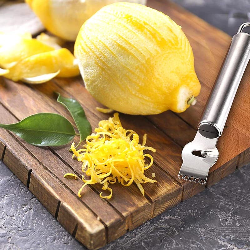 Grattugia per limone Zester in acciaio inossidabile con coltello a canale e gadget da cucina ad anello appeso coltello per sbucciare grattugia per agrumi arancioni