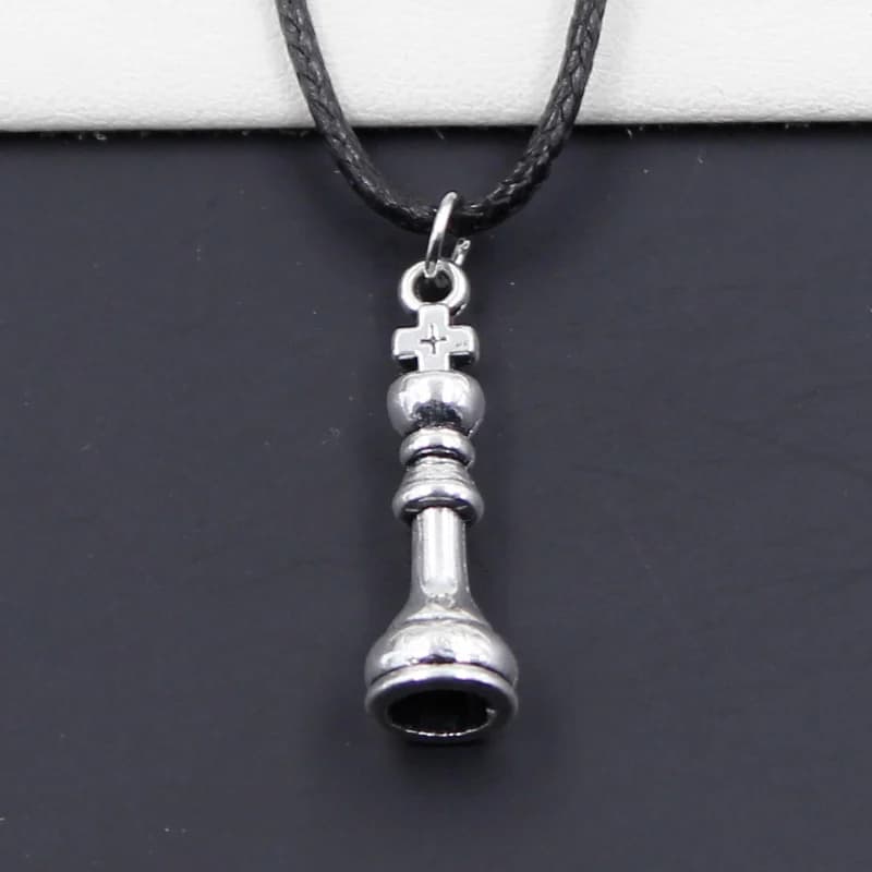 Nuovo cordoncino di cuoio nero girocollo scacchi re regina rook cavaliere vescovo pavone fascino collana fai da te ciondolo tibetano Dropshipping