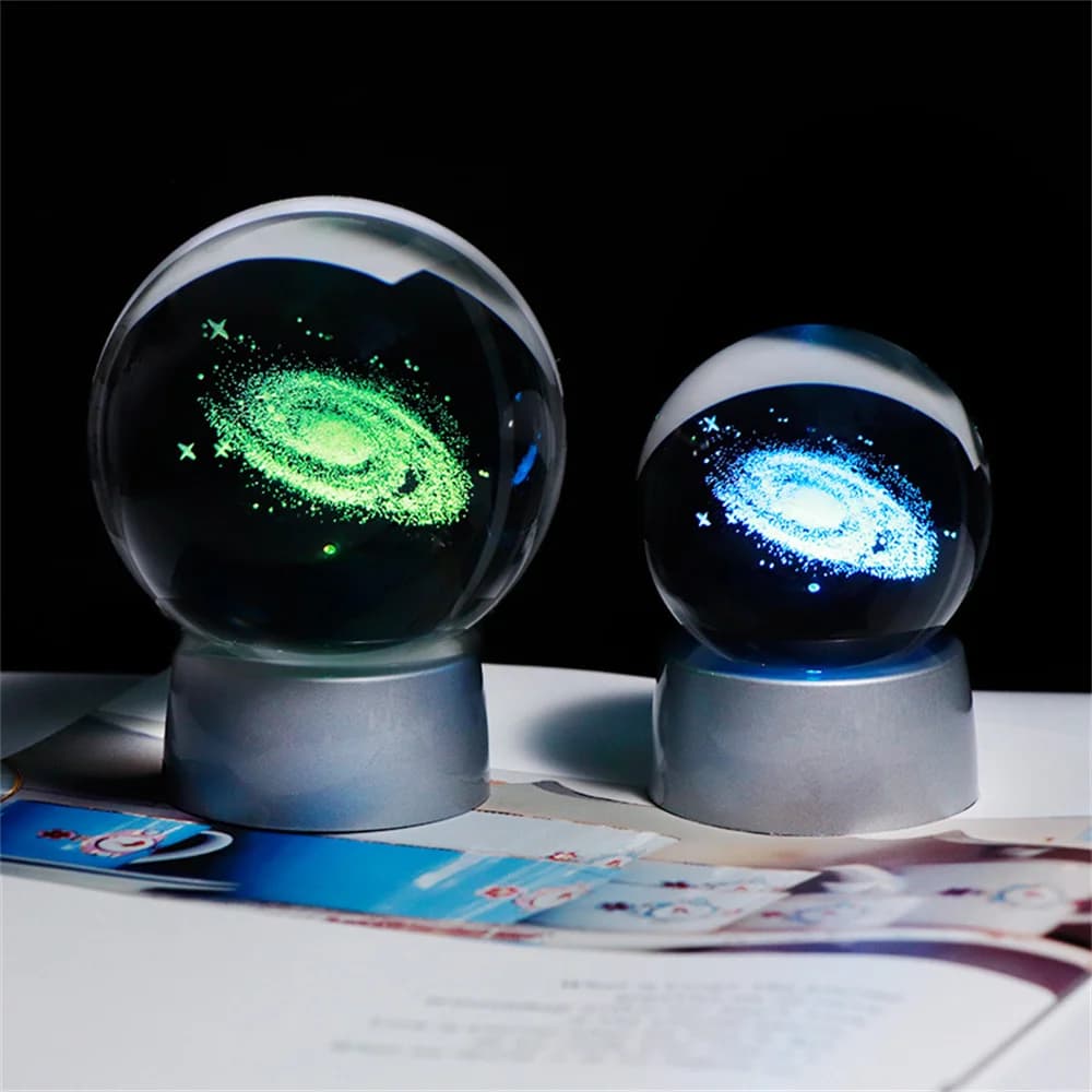 Miniature Via Lattea Galassia Planet 3D Crystal Ball Laser Engraved Quartz Glass Ball House Decoration Gifts 60/80mm