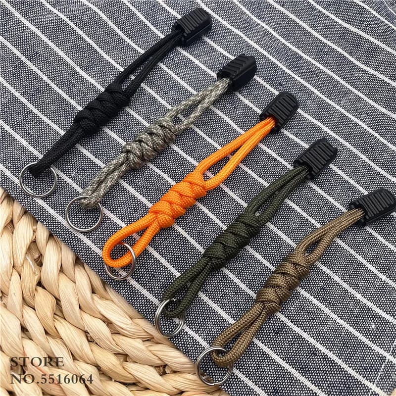 7 hand-made umbrella rope pull string keyring conductors rope pull tab for torch knife anti-lost ring buckle car keychain