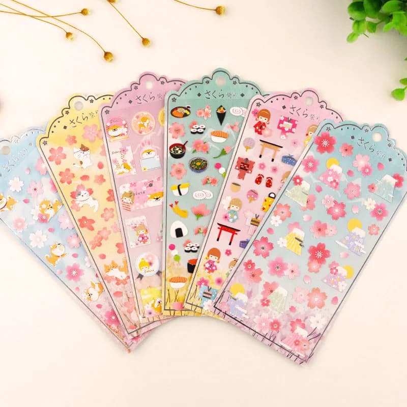Sharkbang 1 confezione di adesivi serie fiori di ciliegio Kawaii adesivi per scrapbooking cartoni animati pianificatore decorazioni per notebook cancelleria per bambini
