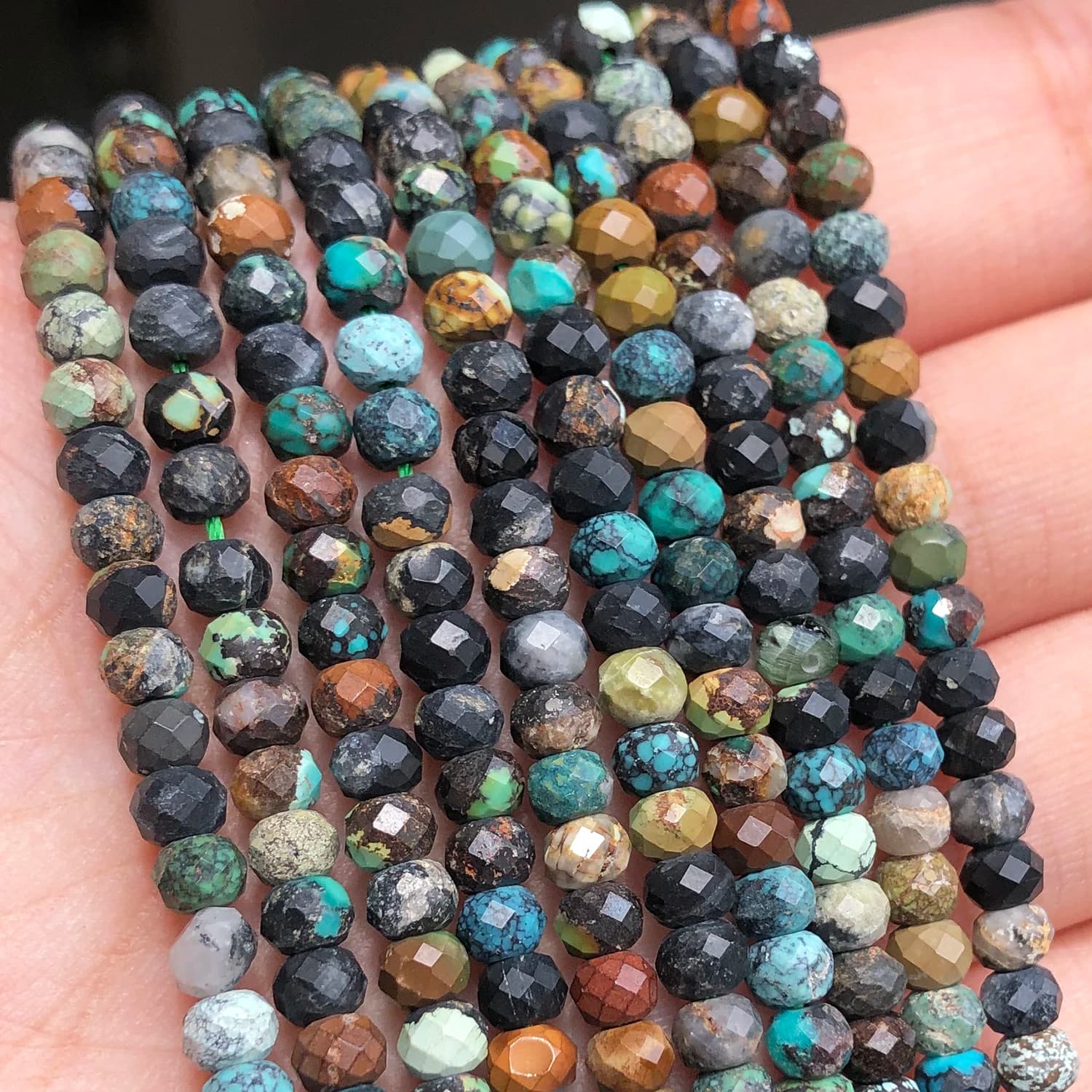 4x3mm Wholesale African Turquoises Small Waist Beads Natural Faceted Rondelle Bead for Jewelry Making DIY Bracelet Earrings 15''