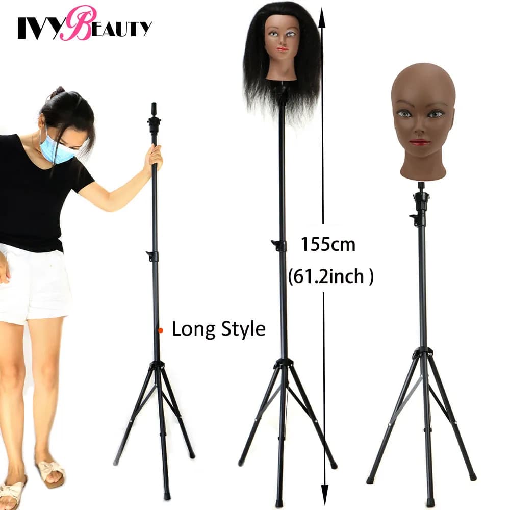 155 centimetri Lungo Manichino Parrucca Testa Treppiede Supporto Per Cosmetologia Parrucchiere Testa Regolabile Parrucca Del Basamento Tipod Per Manichino Parrucca