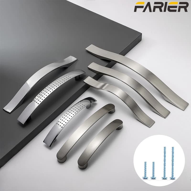 Maniglie per armadi Manopole per porte in lega di alluminio Manopole per cucina Maniglie per mobili spazzolate Cassetto Maniglia per mobili moderni Hardware
