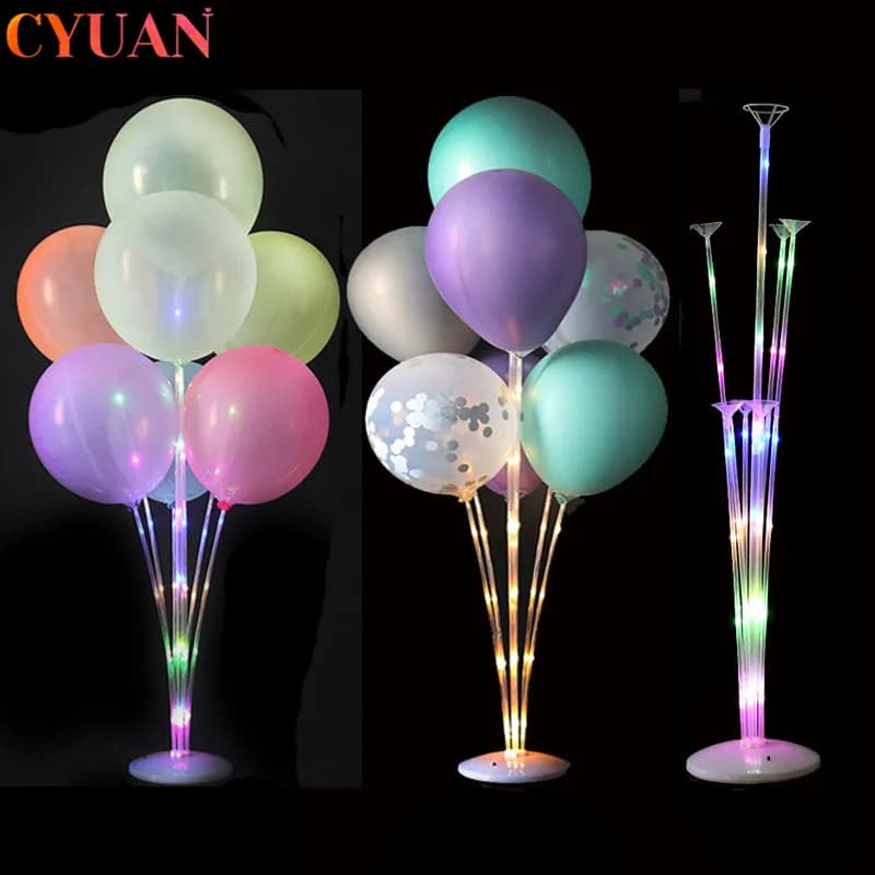 1/2set Led Luce Palle D'aria Supporto Del Basamento Colonna Per Bambini Festa Di Compleanno Palloncino Bastone Decorazione di Nozze Baloon Elio Globos Adulto Ballon