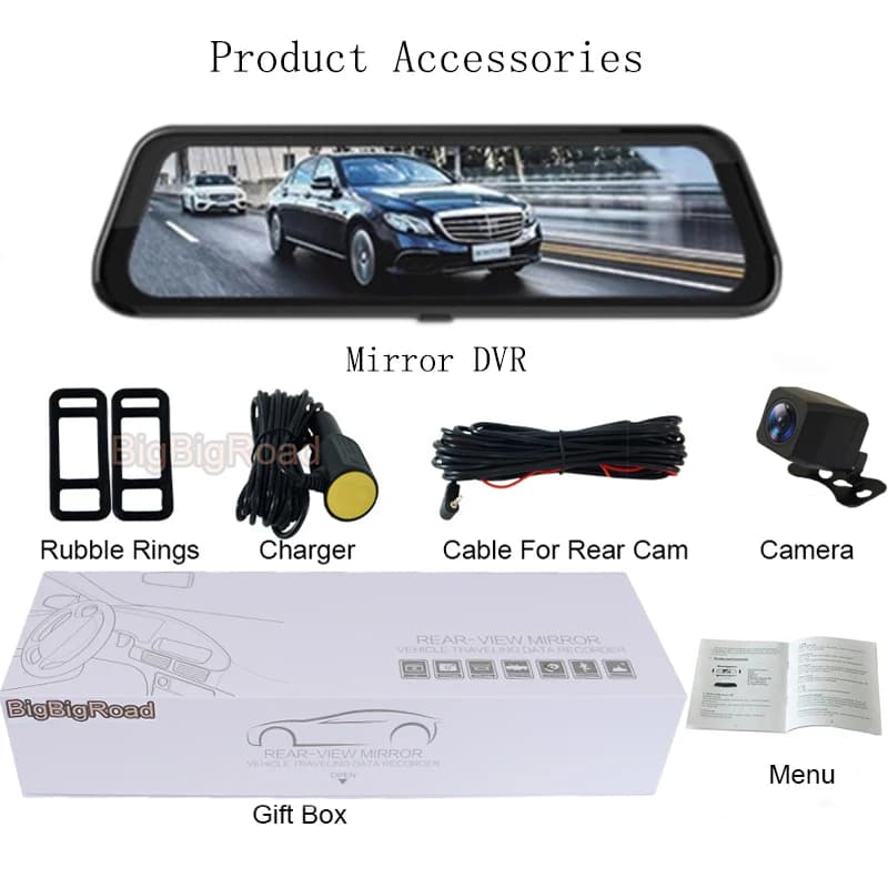 Telecamera DVR per auto BigBigRoad con schermo IPS integrato nello specchietto retrovisore per Hyundai H-1 Santa Fe i10 Azera Equus Genesis G90 G80 G70