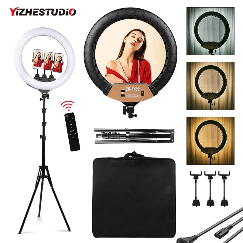 Lampada ad anello da 22 pollici anelli dimmerabili luce con cavo di alimentazione da 2M lampada LED Kit di illuminazione fotografica per il trucco Youtube Photo Studio110W