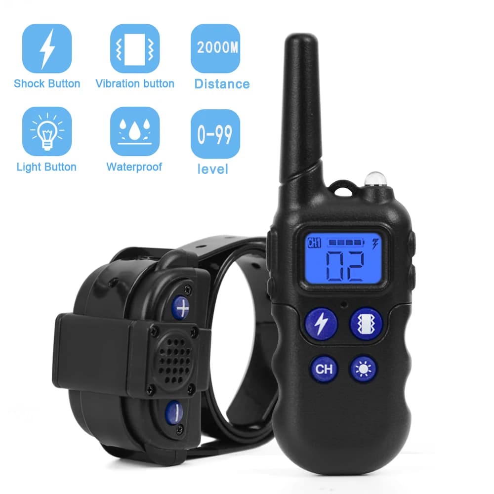 Collare di addestramento per cani da 2 km con walkie-talkie Collari di addestramento impermeabili con segnale acustico ricaricabile per cani di piccola taglia