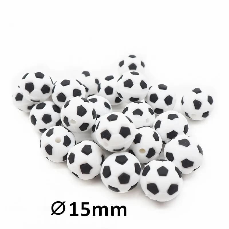 Chengkai 10 Pcs di Calcio Del Silicone Massaggiagengive Perline Fai da Te Del Bambino di Calcio Del Fumetto Dentizione Sensoriale Giocattolo Ciuccio Monili Che Fanno Perline