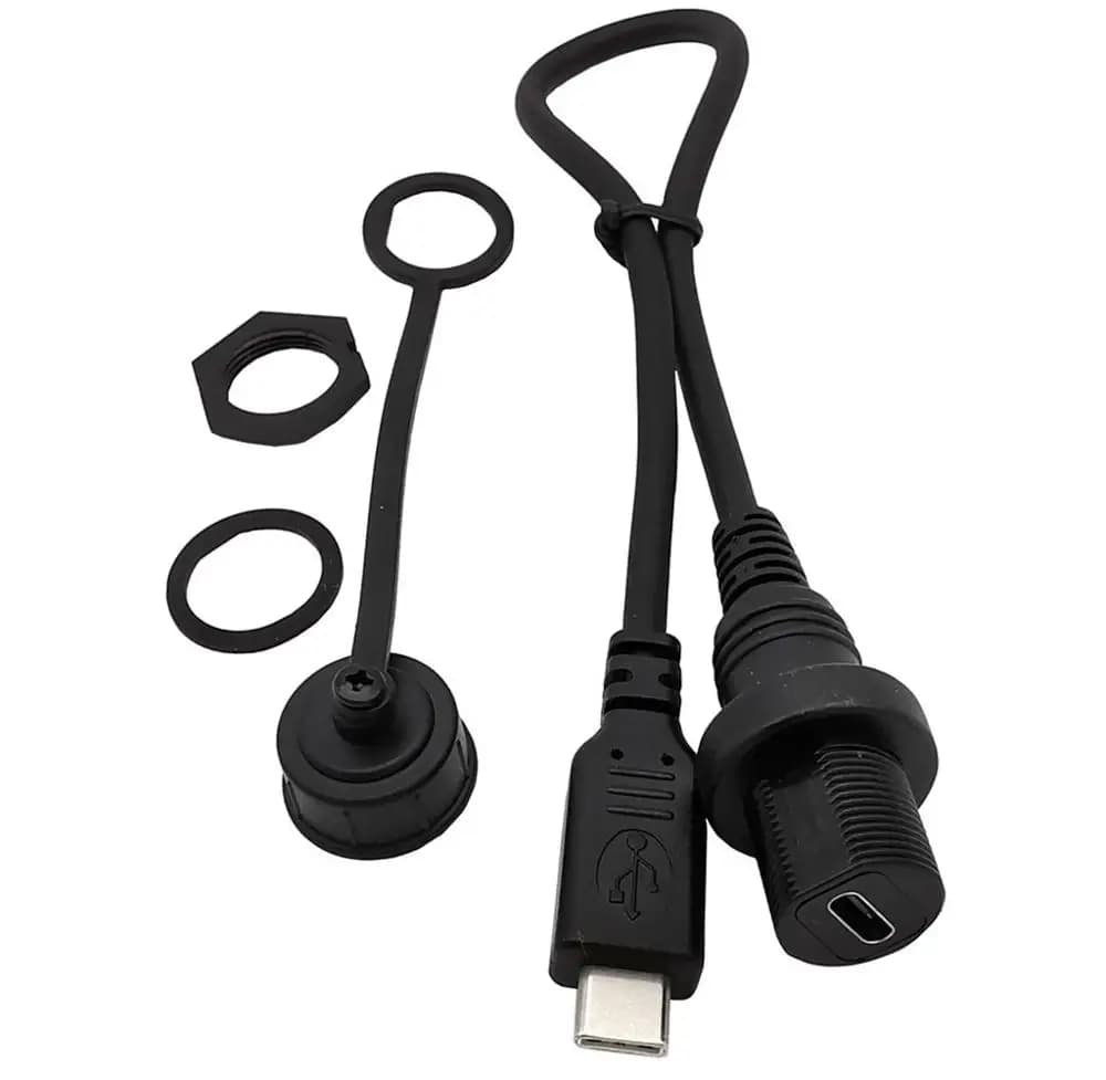 USB3.1 type-c Male to Female AUX Flush Panel Mount Extension IP67 Micro Mini USB Cable for Car Truck Boat Motorcycle Dashboard