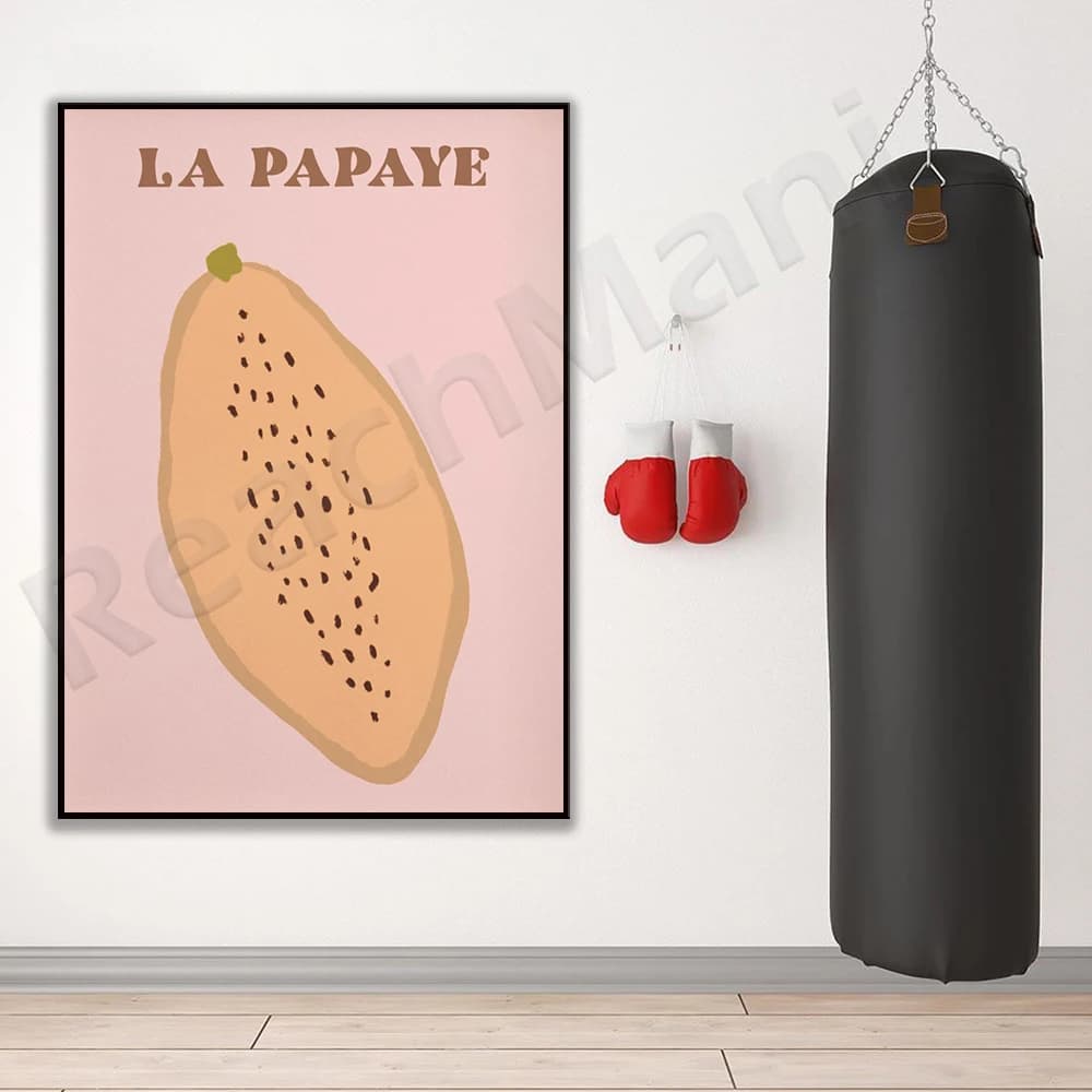 La Papaye Print, Printable Art, Papaya Fruit Print, Peach Art Print, Aesthetic Print, Boho Wall Decor, Peach Aesthetic, Boho Bed