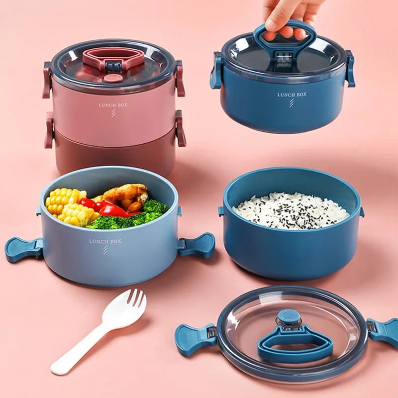 Doppio Bento Box di Scuola Studente termico cibo contenitori di stoccaggio Con Vano scatola di pranzo di stile Giapponese Colazione Scatole