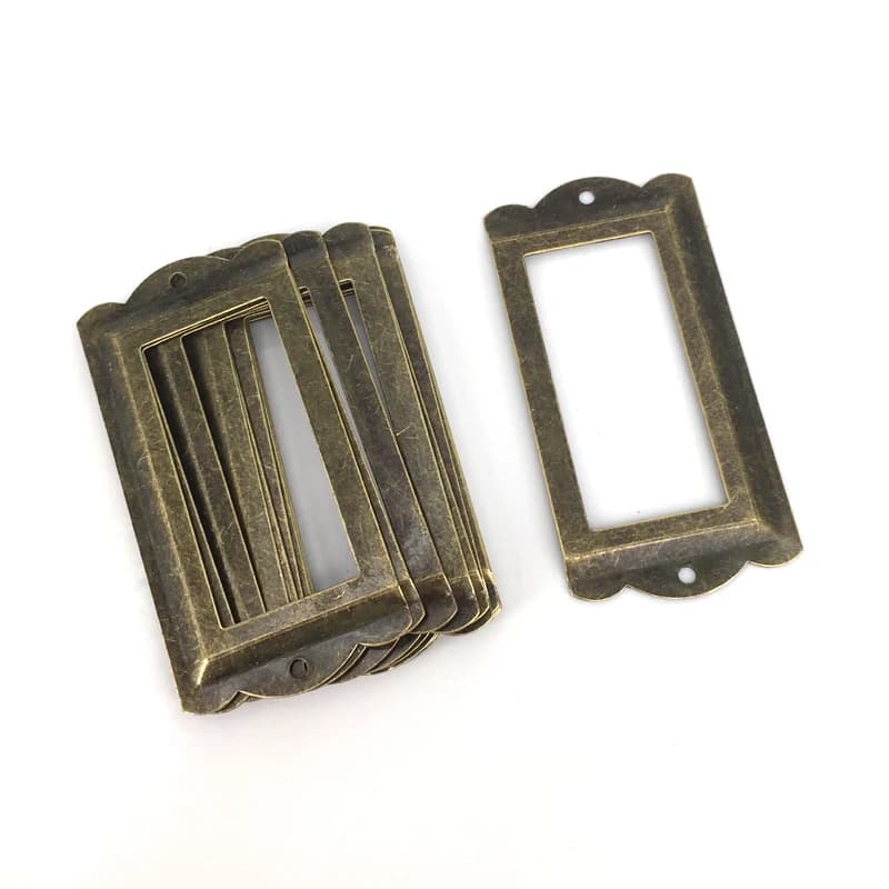 8 pezzi di portaetichette per cassetti e armadietti color bronzo, 85*42 mm, con viti