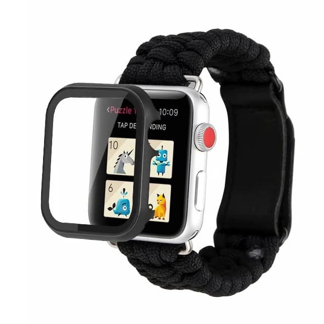 Custodia + cinturino in corda di sopravvivenza per cinturino Apple watch 44mm 40mm iWatch 42mm 38mm cinturino in pelle per esterno cinturino Apple watch 4 3 5 se 6