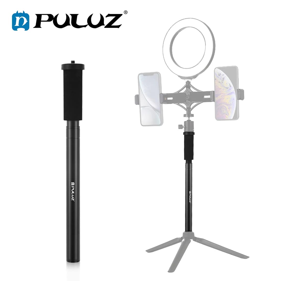 PULUZ Treppiede Professionale DSLR 1/4' Vite In Lega di Alluminio Palmare Treppiede Regolabile Montaggio Monopiede Estensione Asta Dell'albero Centrale