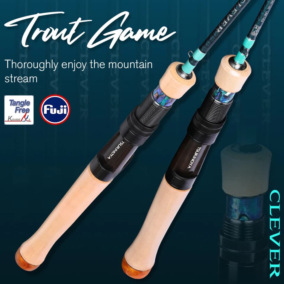 Canna da Pesca TSURINOYA Ultra-leggera per Spinning e Casting, Modello CLEVER 1.45m 1.57m 1.6m 1.85m, con Anelli FUJI, UL L, 4 Assi, in Carbonio per Trota