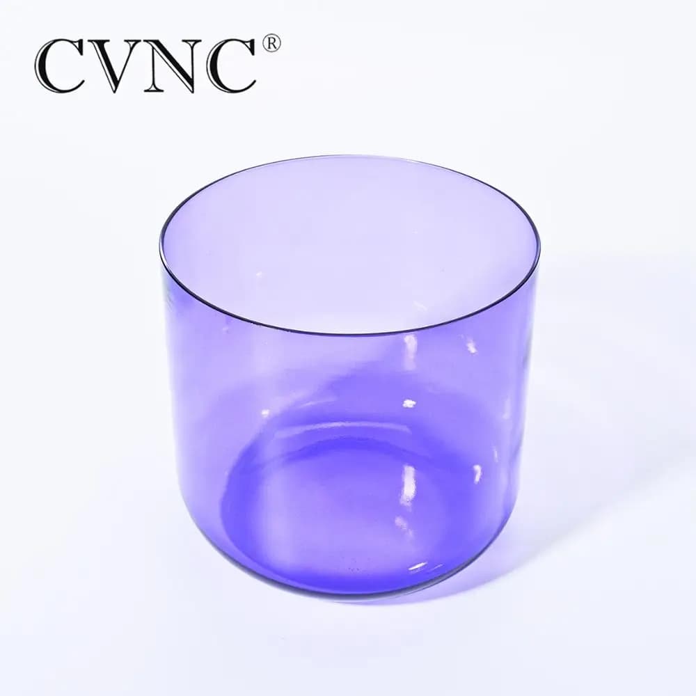 CVNC 7 Inch B Note Purple Alchemy Clear Quartz Crystal Singing Bowl for Sound Healing and Meditation with Mallet