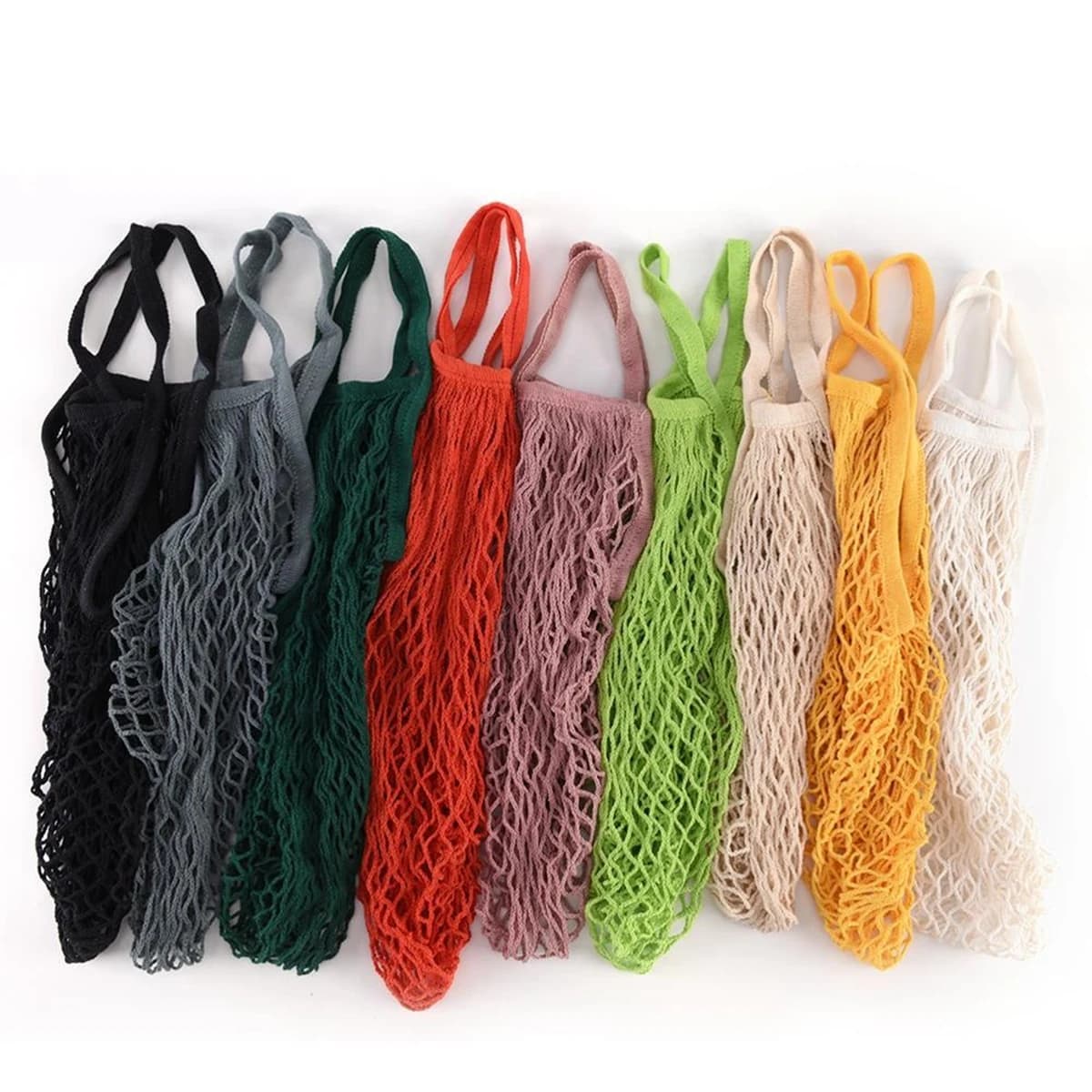 Borse per la spesa riutilizzabili Borse tote in rete di cotone organico ecologico Borsa a rete portatile per riporre la spesa Frutta Verdura