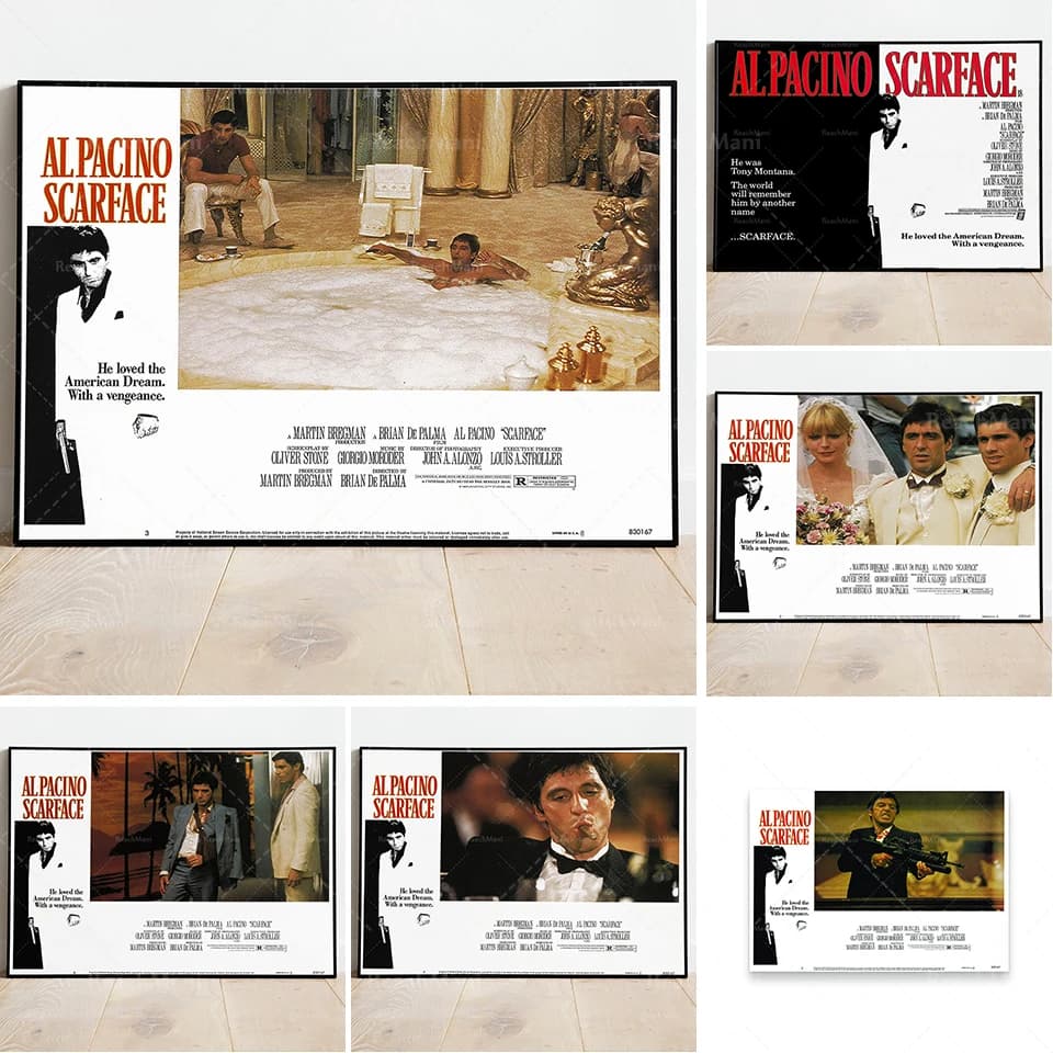 Scarface movie posters-retro movies, close-up movie scenes, Scarface printing, Al Pacino printing