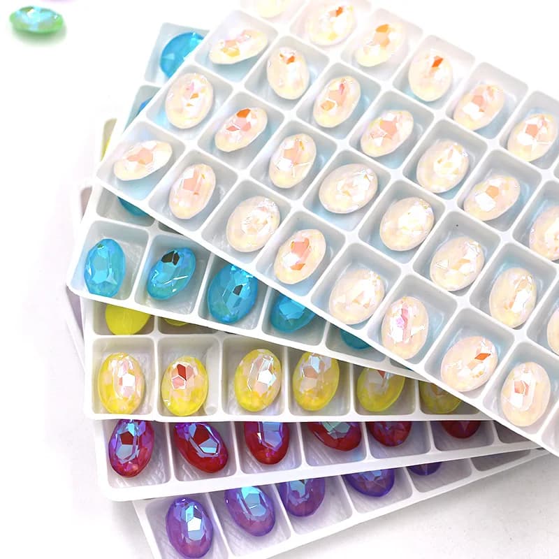 Wedding Decorations Oval Shape Moka Fluorescence Pointback Crystal Rhinestones Glass Clothing DIY/Earrings/Nail Art