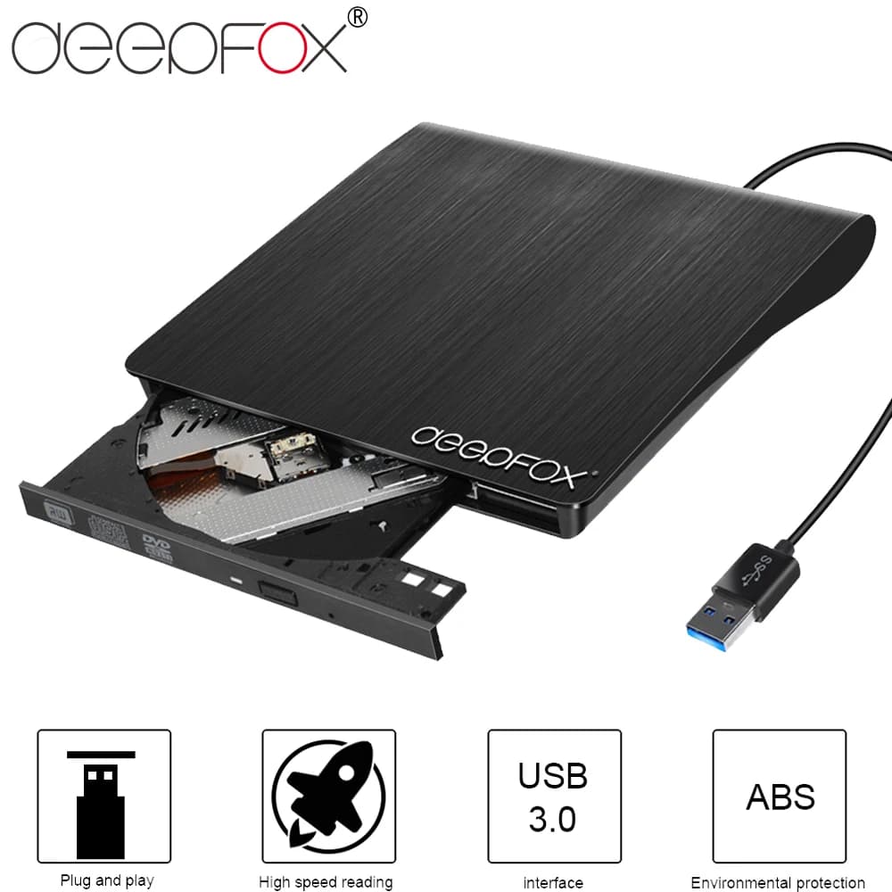 Deepfox USB 3.0 Slim DVD esterno RW CD Writer Drive Masterizzatore Lettore Unità ottiche per PC portatile Masterizzatore Dvd Portatil