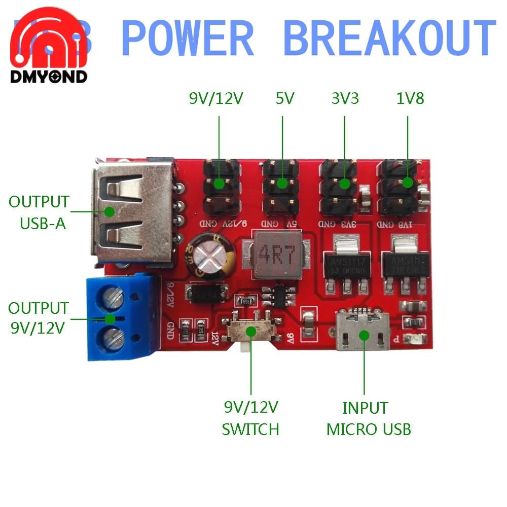 MINI USB di Potere di Sblocco DC A DC Modulo di Alimentazione Micro USB 5V A 1.8V-12V 1.8V 3.3V 5V 9V 12V Interruttore Per Arduino Boost Bordo