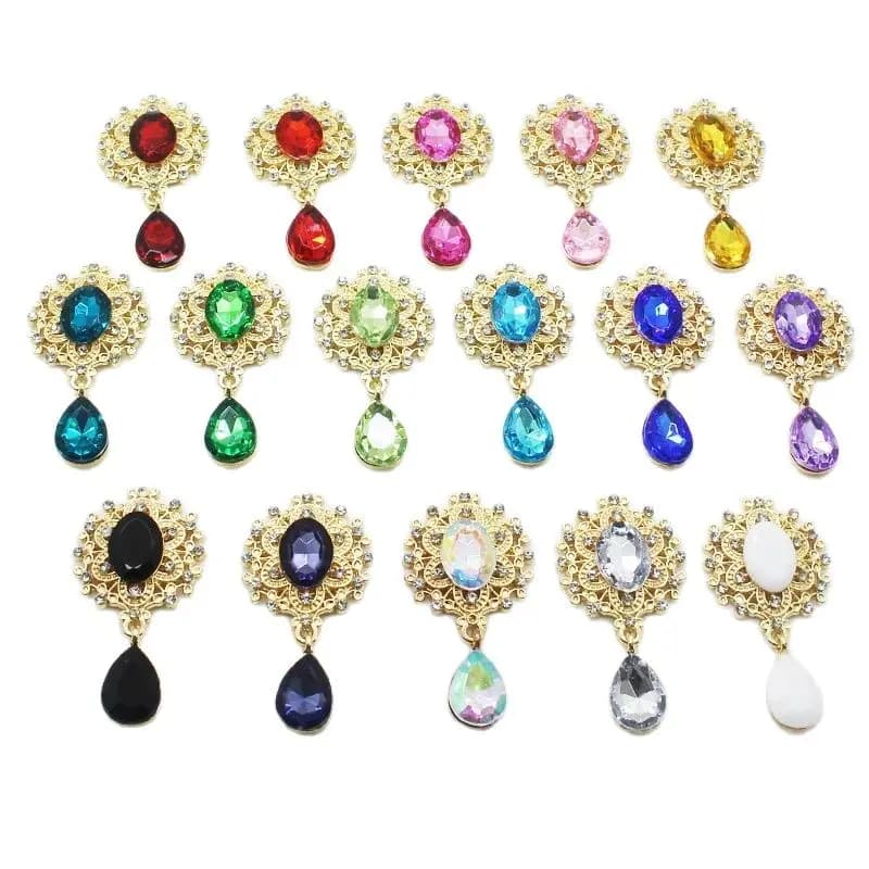 NUOVO 25*45mm 10 Pz Dorato Mini Spilla di Cristallo Acrilico Decorazione di Cerimonia Nuziale Per Bicchiere di Vino Ornamento Artigianato Accessori Creativi