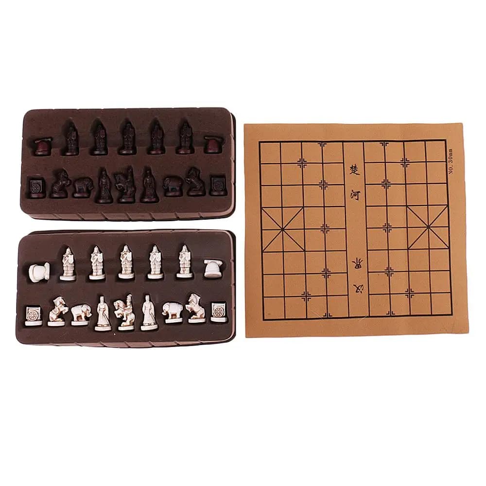 New Vintage Stereoscopico di Scacchi Pieghevole Imitazione di Cuoio Scacchiera Cinese Tradizionale Scacchi Xiangqi Artigianato Pezzi Set