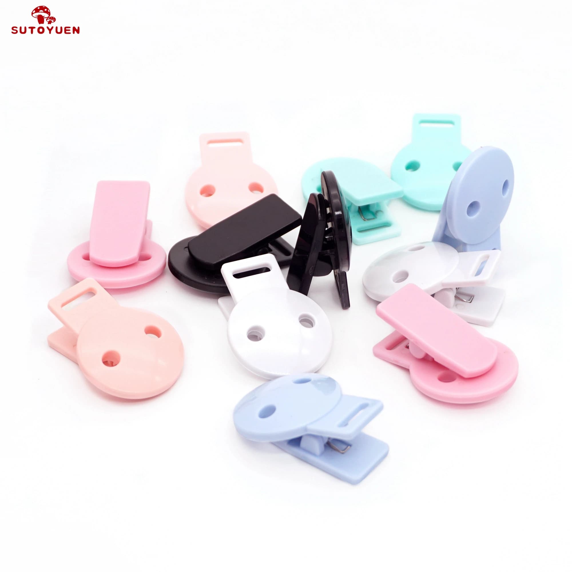 Sutoyuen 20 pz Testa Rotonda Ciuccio Clip Succhietto Titolare Per Perline FAI DA TE Bambino Manichino Catena di Plastica Ciuccio Pinze Accessori Per Bambini