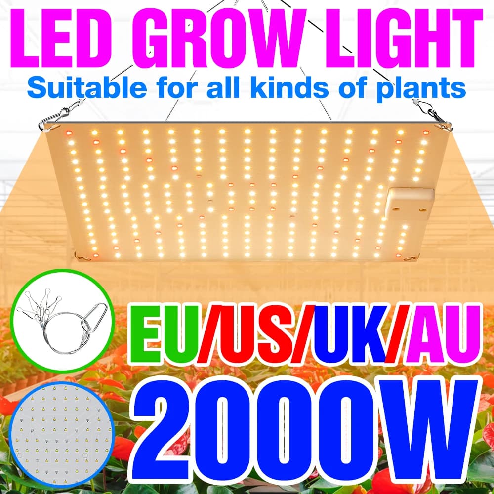 LED Grows Light LED Phytolamp Full Spectrum Lamp Plant Growth Hydroponic Plants Seed Flower Grow Box 1000W 2000W Quantum Card