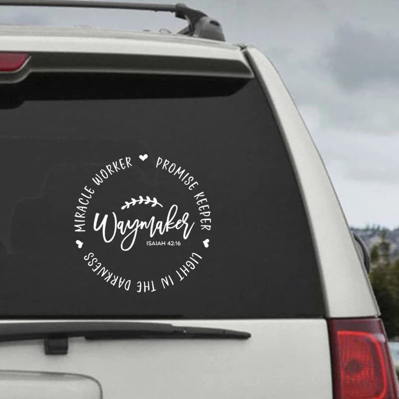Waymaker Christian Quote adesivo in vinile decorazione per vetri per auto, fede scrittura versetto della bibbia decalcomanie per Laptop per Apple MacBook