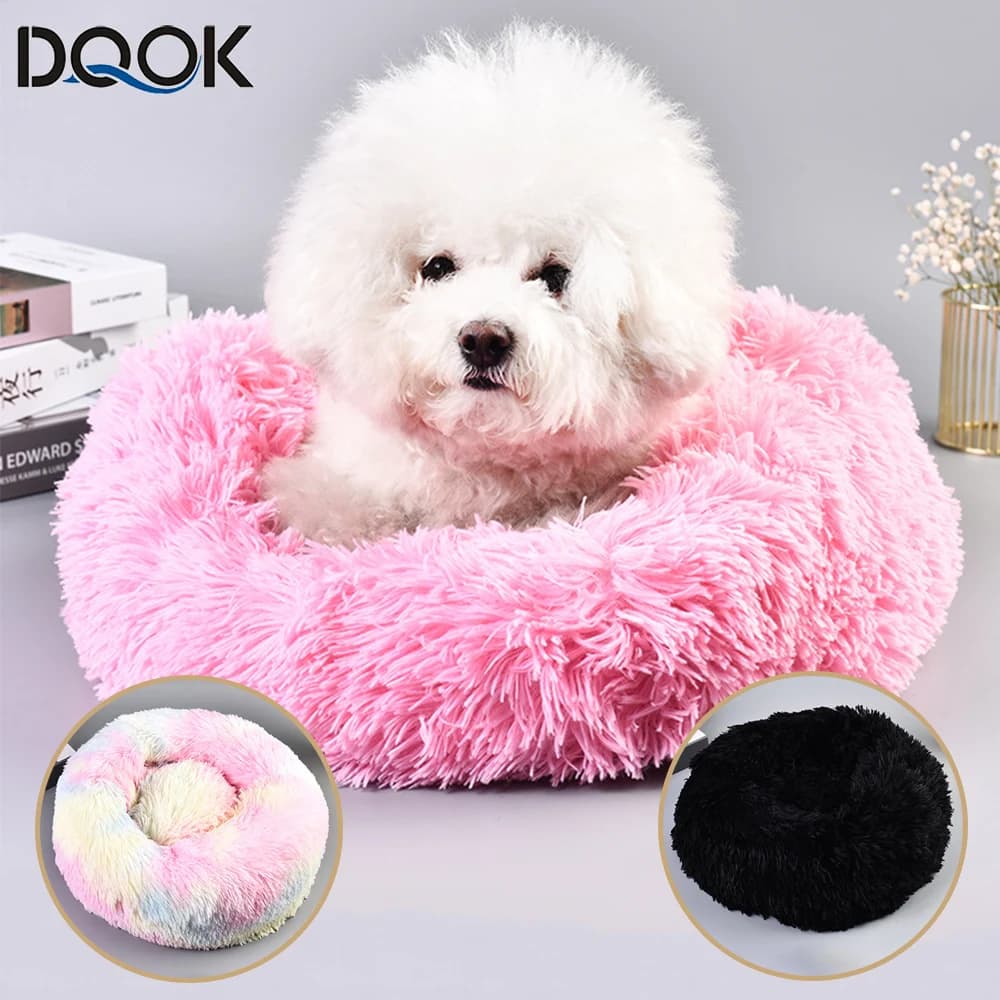 Super Soft Pet Bed Kennel Dog Round Cat Winter Warm long sleeping bag plush pillow for large puppies