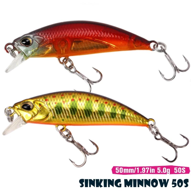 TSURINOYA DW63 50mm/5g Affondamento Minnow esca dura Esche da pesca Mini Minnow Crankbait Gancio triplo Esche artificiali oscillanti 1 pz