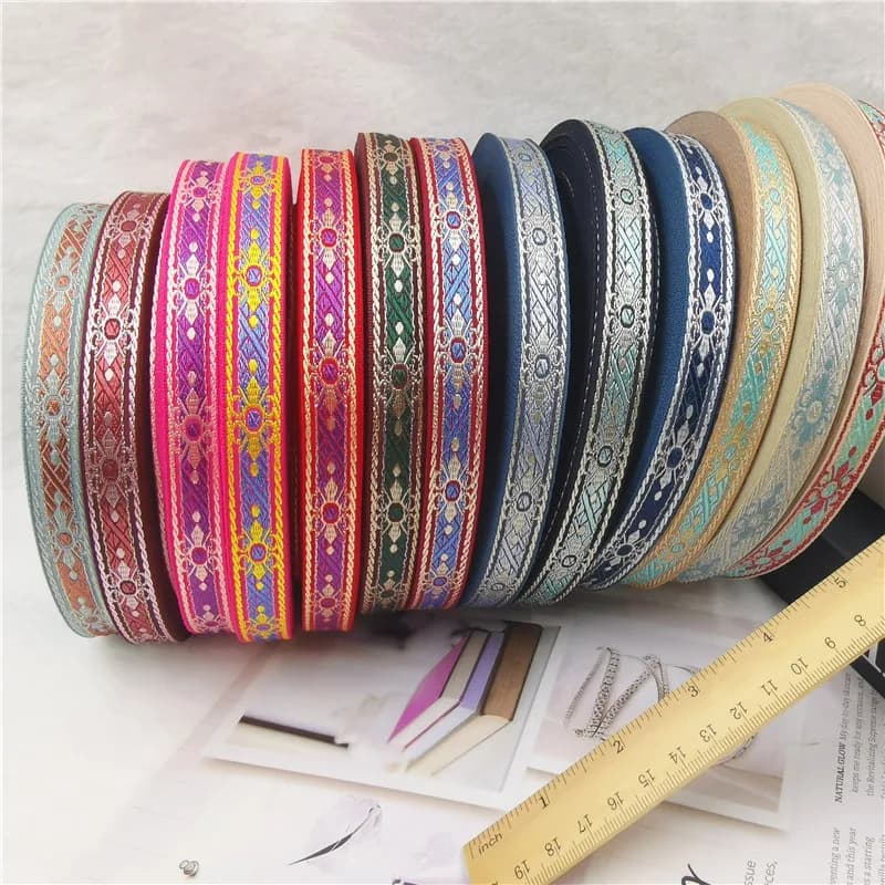 10 Yards 3/5 "15MM Shinning Decoration Pet guinzaglio collari geometrici Jacquard nastri abbigliamento fai da te accessori per cucire pizzo