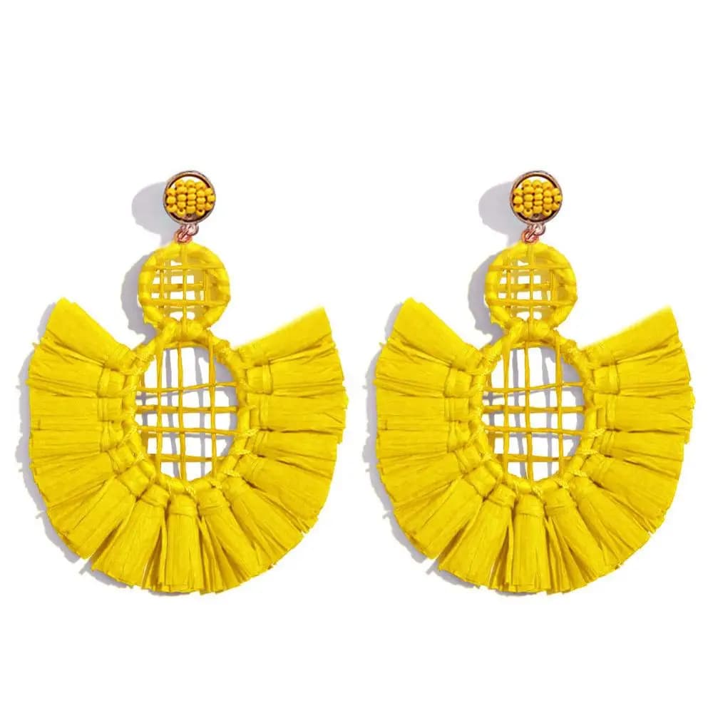 2019 New Earrings Laffia Large Bohemian Pendant Earrings For Women Brincos Earrings Flower Female Wedding Statement