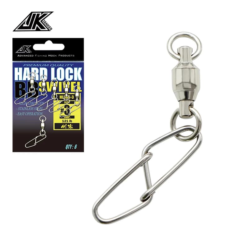 JK 59-190lb Girelle da pesca Connettore Interblocco a scatto 1 # -5 # Accessori per la pesca con esca jig a maglie girevoli con cuscinetti a sfera resistenti