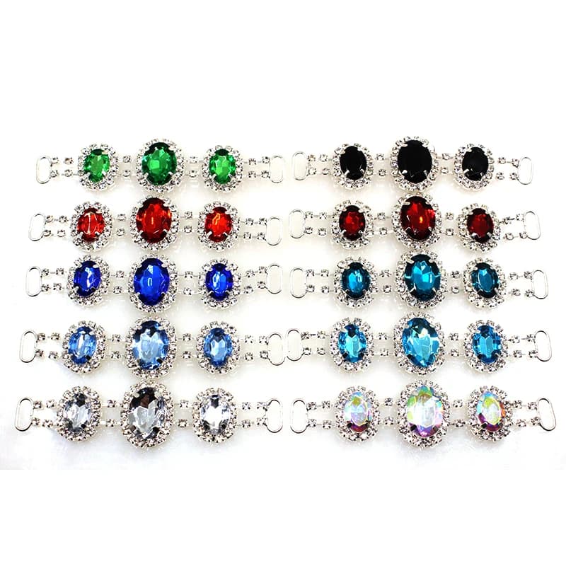 Fibbia connettore strass per decorazione abbigliamento, fibbia in cristallo per abbigliamento da spiaggia, 95 mm, 2 pezzi