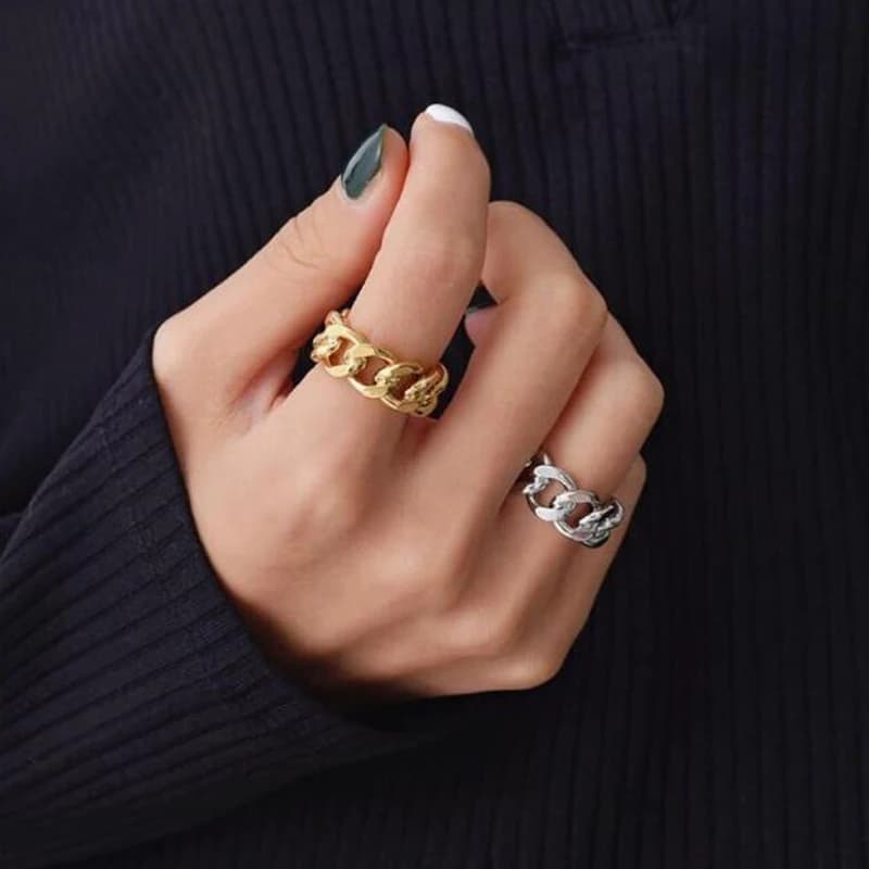 Anelli a catena con serratura alla moda placcati in argento per donna uomo anello geometrico intrecciato fatto a mano gioielli per feste Dropshipping