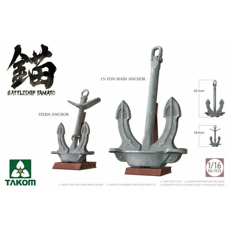 TAKOM 1013 1/16 Corazzata Yamato Ancora principale da 15 tonnellate e ancora di poppa - Kit modello in scala