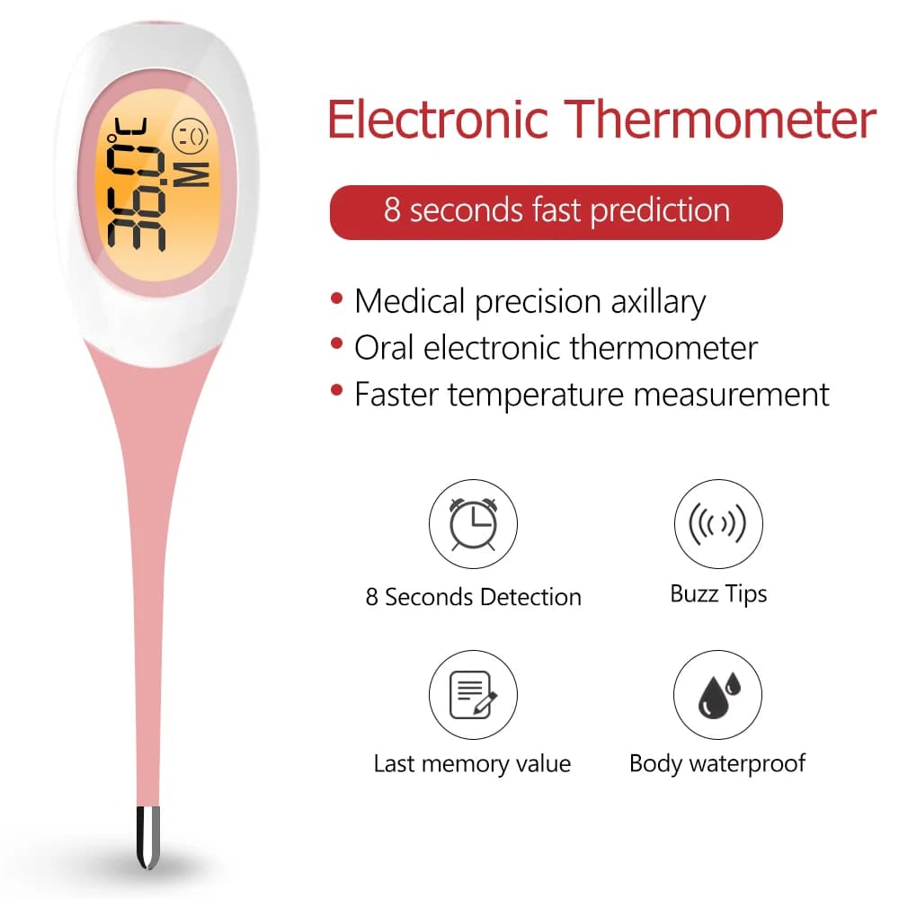 Silicone Fast 8S Thermometer for Fever Digital infrared Basal Body Thermometer Oral Armpit Rectal Temperature LED Display