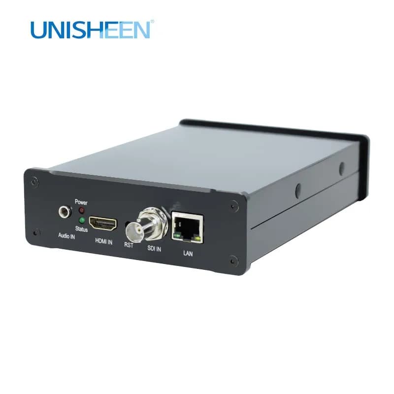 Unisheen Live Streaming IP IPTV Vmix Wowza Rtmp M3U8 Onvif SRT 4K HDMI SDI Doppia scheda di acquisizione video Encoder Box UHD