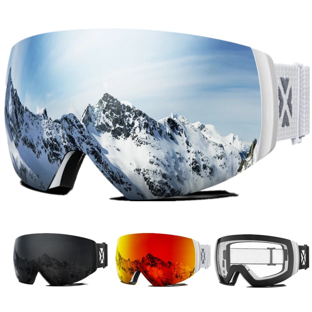 JULI Occhiali da sci magnetici professionali Doppi strati Lenti Anti-fog UV400 Grande maschera da sci Occhiali Occhiali da snowboard per uomo Donna