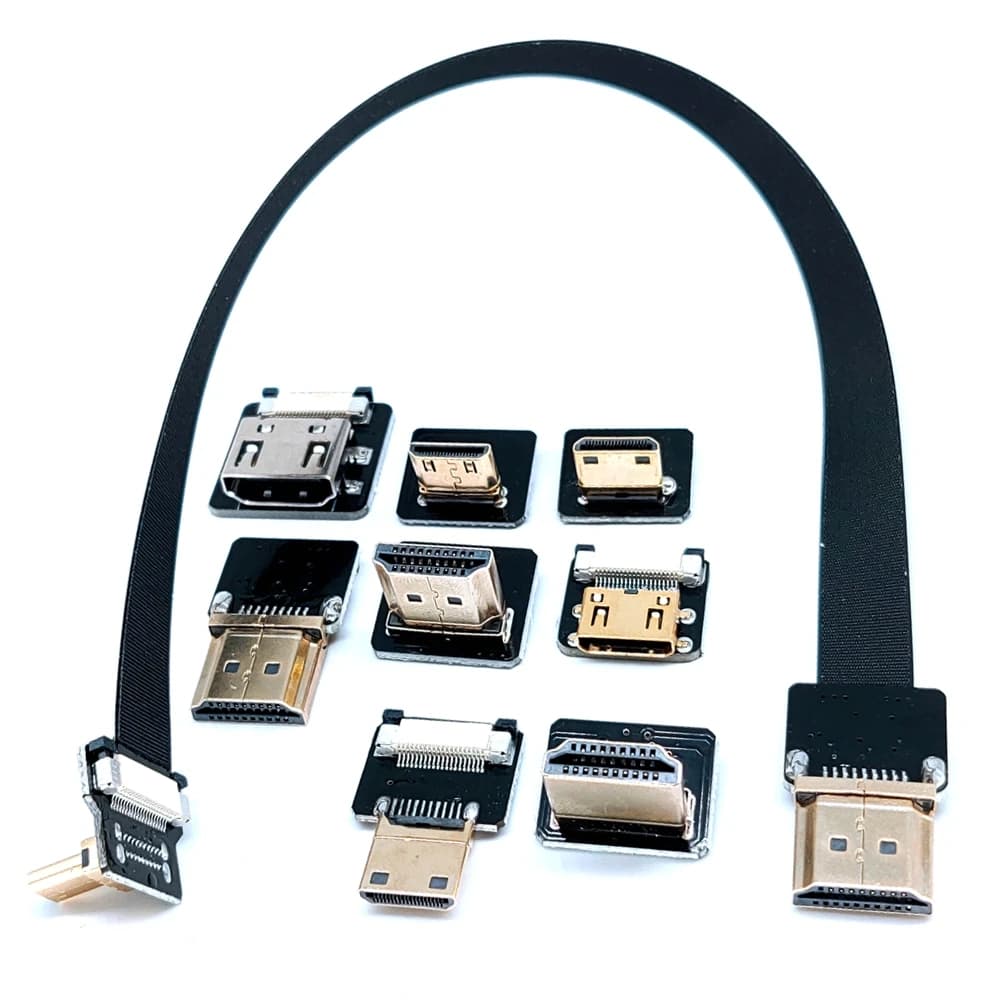 FPV HDTV Angle Ribbon cable 90 degrees Micro HD to Mini HD male FPC flat ffc hd cable for aerial photo multicuppters