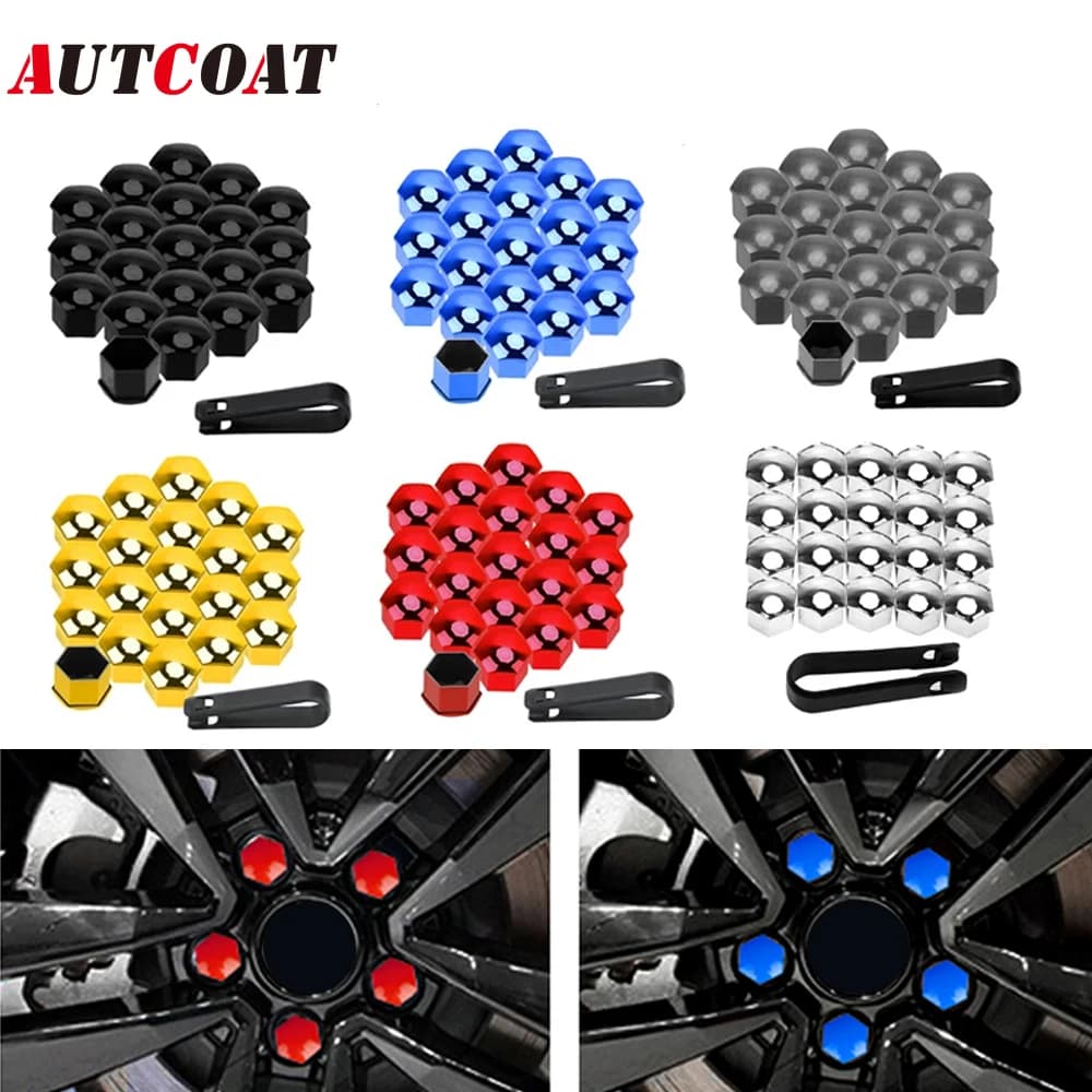 AUTCOAT 17mm Tappi per dadi ruota per auto Coperture di protezione Tappi antiruggine Copri vite per mozzo automatico Bullone per dado per pneumatici per auto Decorazione esterna