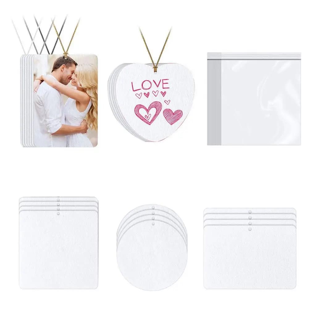 20 pieces sublimation in white diy deodorant leaves auto perfume hanging leaves felt white deodorant leaves fragrant with elastic